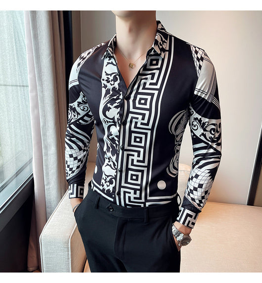 Camisa Manga Larga Estampada Slim Fit para Hombre - Image 17