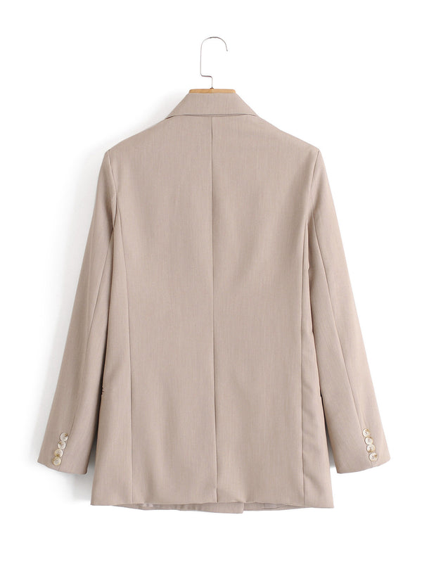 Blazer Doble Botonadura Mujer Elegante Maduro Corte Recto Casual