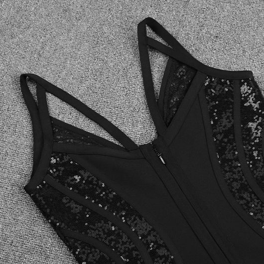Vestido Bandage Ajustado con Lentejuelas y Bolsillo Lateral - Image 9