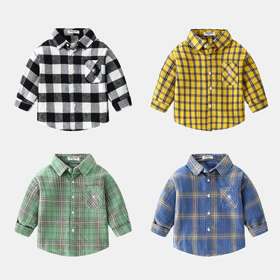 Camisa de Cuadros Infantil con Solapa - Manga Larga para Niños