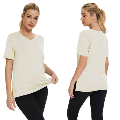 Blusa Suelta de Verano Cuello Redondo con Abertura Lateral