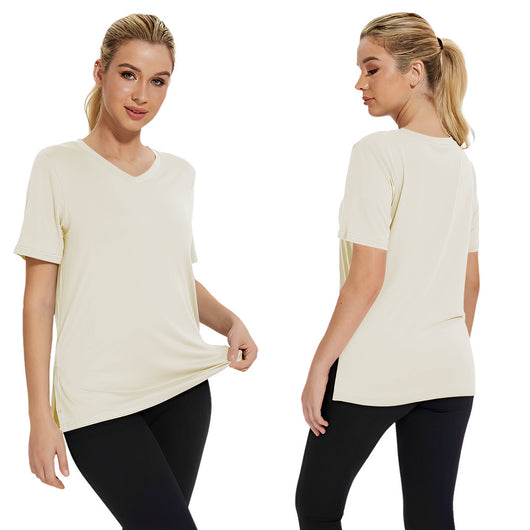 Blusa Suelta de Verano Cuello Redondo con Abertura Lateral
