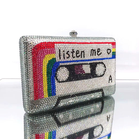 Bolso de Noche Clutch Cassette con Cristales para Mujer - Image 3
