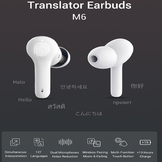 Auriculares Inteligentes M6 con Traductor Bluetooth en 127 Idiomas