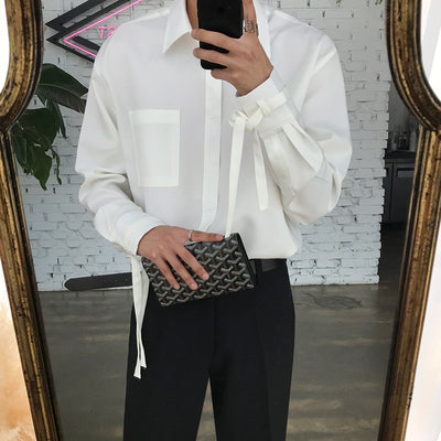 Camisa Manga Larga Unisex con Detalles de Cinta - Diseño Moderno y Versátil