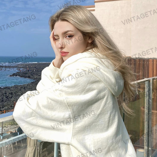 Sudadera Retro con Capucha y Manga Larga Delgada para Mujer