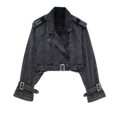 Chaqueta Denim Estilo Francés Ajustada con Cinturón - Image 2