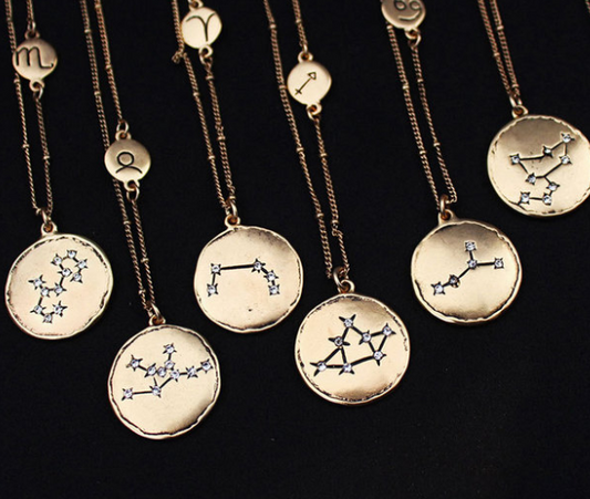 Colgante Dorado de los 12 Signos del Zodiaco