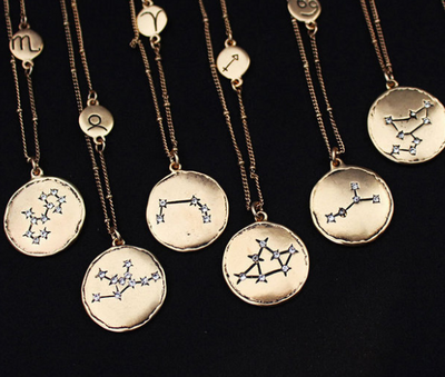 Colgante Dorado de los 12 Signos del Zodiaco