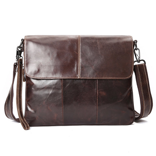 Bolsa Bandolera de Cuero Encerado para Hombre - Estilo Diagonal Primera Capa - Image 7