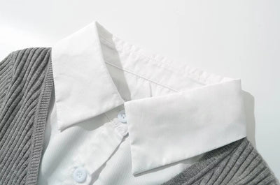 Suéter Preppy Falso Dos Piezas para Otoño e Invierno - Image 24