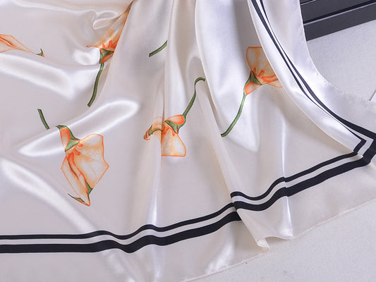 Pañuelo de Seda Estampado Flores - Velo Musulmán Elegante - Image 2