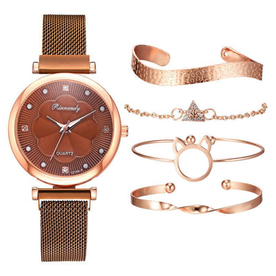 Reloj de Cuarzo con Esfera Floral y Malla Ajustable - Image 26