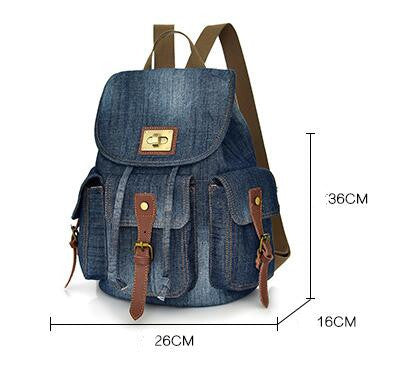 Mochila Denim Retro con Cordón y Bolsillos Funcionales para Mujer - Image 7