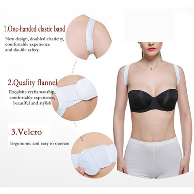 White posture correction belt with adjustable shoulder straps and a central rectangular pad for back support. - Image 4