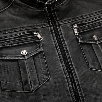 Chaqueta de Cuero PU para Motociclista Estilo Universitario - Image 3