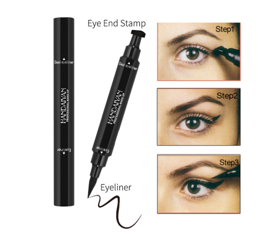 Delineador de Ojos Doble Punta Triangular 2-en-1 Resistente al Agua