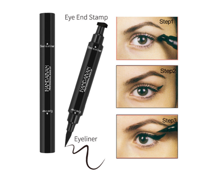 Delineador de Ojos Doble Punta Triangular 2-en-1 Resistente al Agua