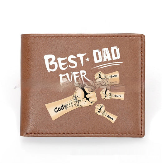 Billetera de Cuero Personalizada para Papá - Diseño Retro Europeo Ultraligera