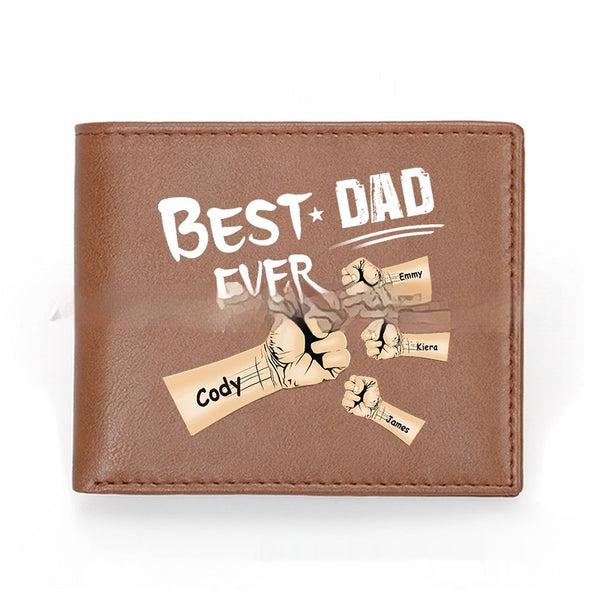 Billetera de Cuero Personalizada para Papá - Diseño Retro Europeo Ultraligera