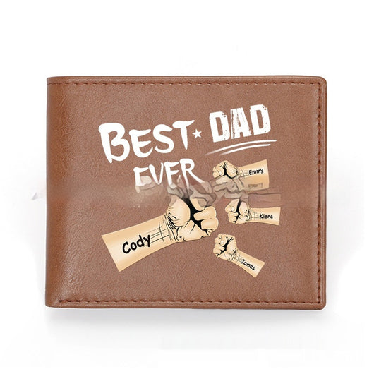 Billetera de Cuero Personalizada para Papá - Diseño Retro Europeo Ultraligera