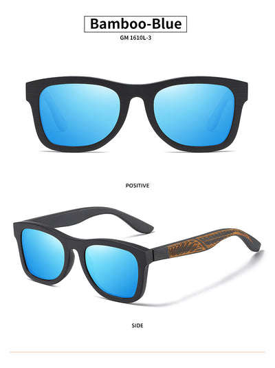 Gafas de Bambú con Marco Negro Texturizado y Patillas Estampadas - Image 27