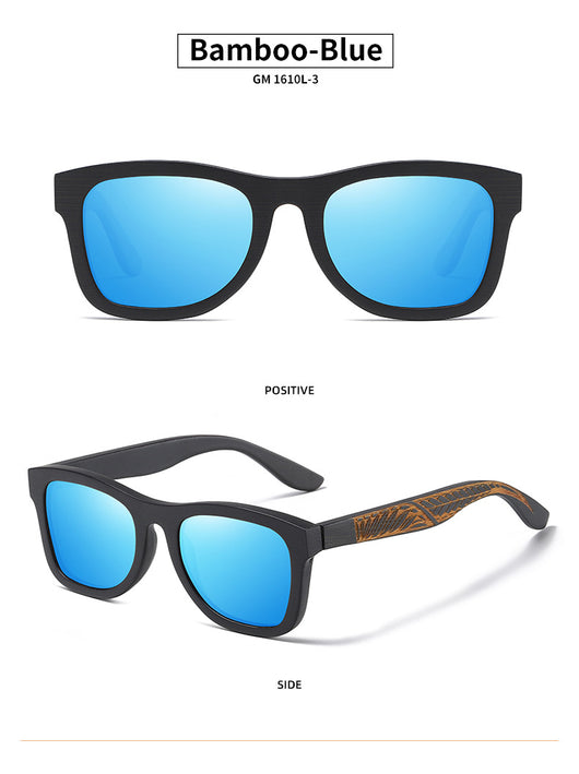 Gafas de Bambú con Marco Negro Texturizado y Patillas Estampadas - Image 27