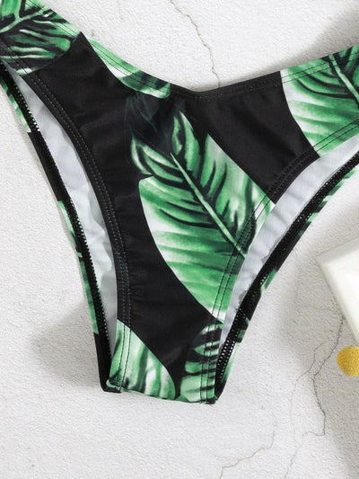 Traje de Baño Bikini Asimétrico con Estampado Tropical y Sostén Underwire - Image 5