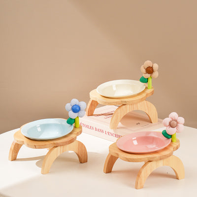 Comedero y Bebedero para Gatos con Soporte de Madera - Diseño Floral en Cerámica - Image 17