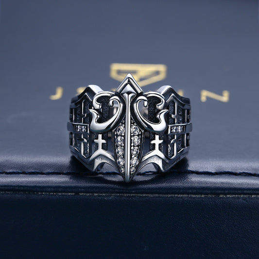 Anillo de Ancla Hueca en Plata 925 Estilo Punk Vintage para Hombre - Image 2