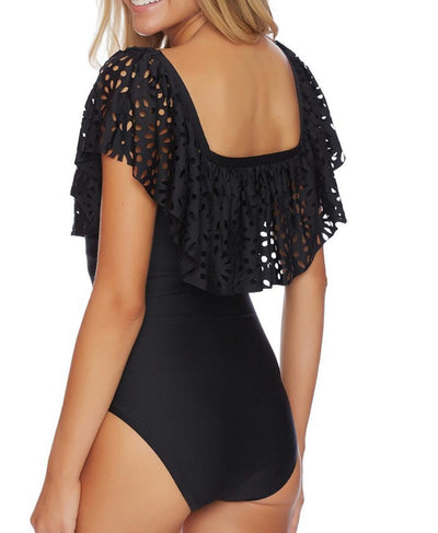 Traje de Baño de Una Pieza con Malla y Volantes para Mujer - Image 10