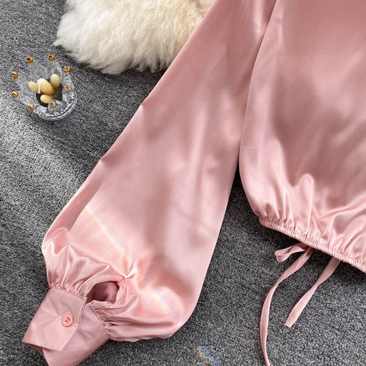 Top Crop Satinado Ajustado Estilo Cocción Ligera para Mujer - Image 28