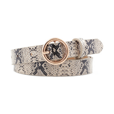 Women's zebra print fashion belt with black and white stripes and a round gold-tone buckle. - Image 6