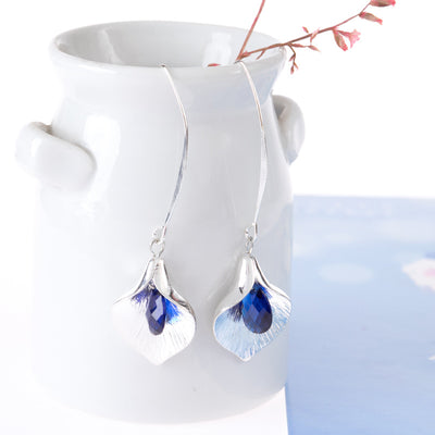 Aretes Largos de Cristal Orquídea en Aleación - Image 4
