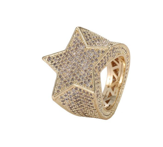 Anillo Estrella de Cinco Puntas con Diamantes Hip-hop para Hombre - Image 5