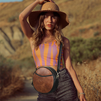 Bolso Redondo Retro de Hombro Estilo Europeo y Americano
