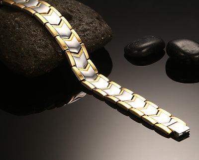 Pulsera Magnética Dorada de Doble Hilera - Image 7