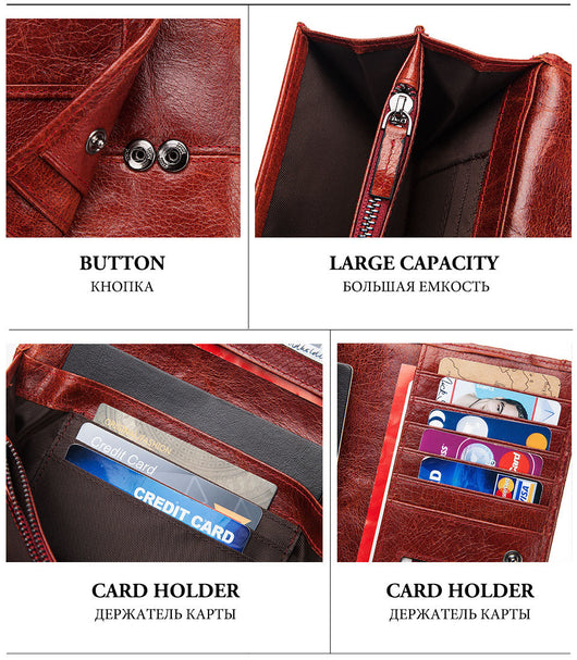 Cartera de Cuero para Mujer con Múltiples Compartimentos de Gran Capacidad - Image 3