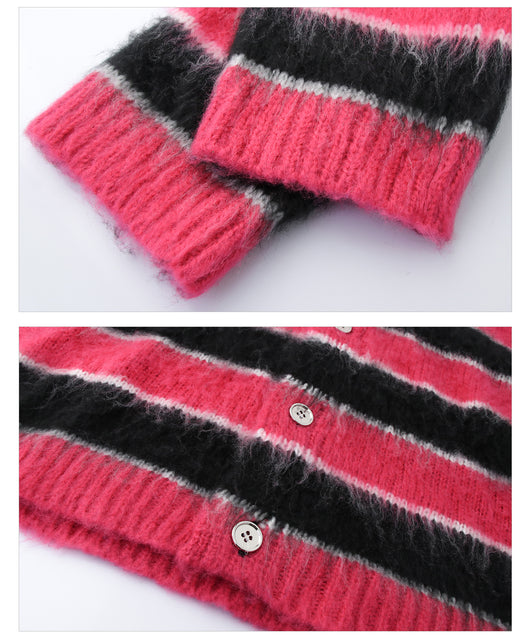 Suéter Holgado de Mohair con Rayas Contrastantes y Cuello Solapa - Image 14