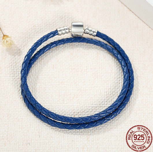 Pulsera de Cuero Trenzado Doble Negro con Cierre de Serpiente en Plata 925 - Image 4