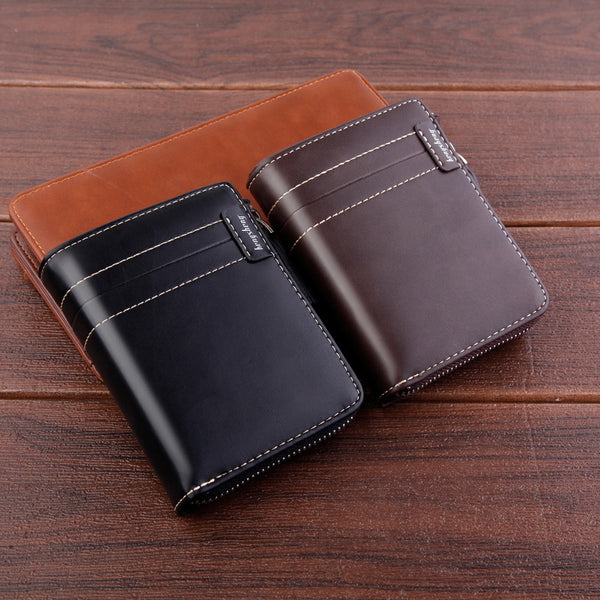 Billetera Corta para Hombre con Cierre Retro Estilo Vintage
