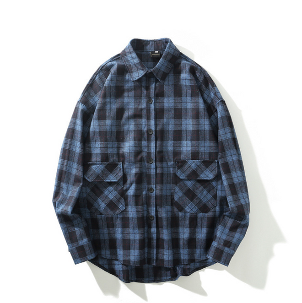 Camisa Cuadros Oversize Manga Larga Talla Grande