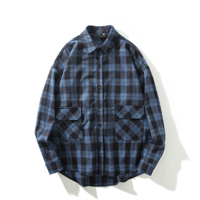 Camisa Cuadros Oversize Manga Larga Talla Grande