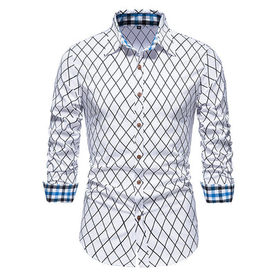 Camisa de Manga Larga para Hombre con Cuadros de Diamante y Contraste de Colores - Image 17