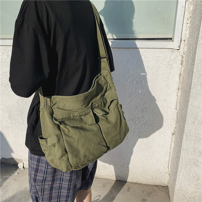 Bolsa Mensajera Canvas Unisex de Gran Capacidad con Múltiples Compartimentos - Image 15