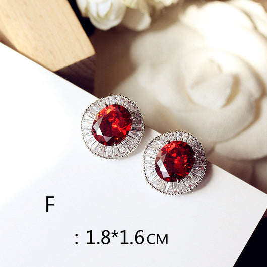 Aretes Largos de Novia con Rubí Rojo Paloma Talla Cuadrada Redonda - Image 6