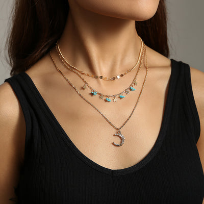 Collar Turquesa con Estrellas en Capas