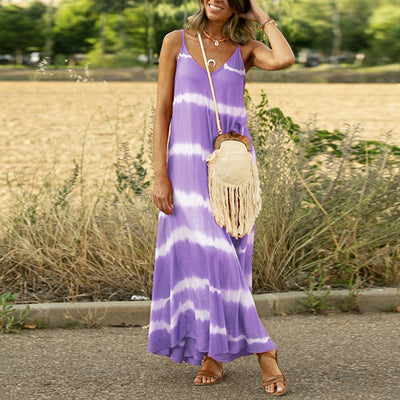 Vestido Maxi Largo Estampado a Rayas Talla Grande Mujer - Image 8