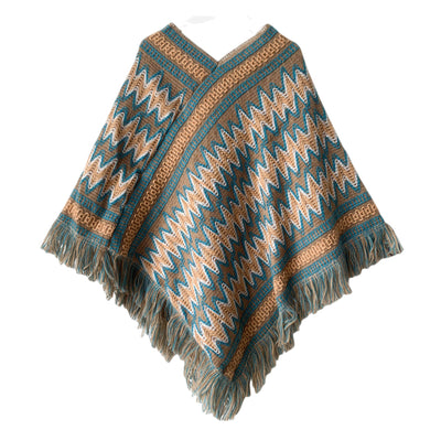 Poncho Navideño Étnico Rojo para Mujer - Image 12