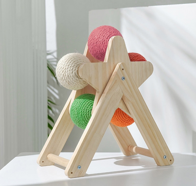 Juguete Interactivo de Madera para Gatos con Pelota Colgante - Image 3